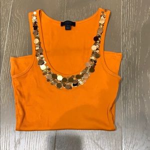 Express Orange Ribbed Tank Top with Sequins Size S